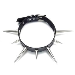 Chokers Big Spike Choker Punk Faux Leather Collar For Women Men Cool Chunky Rivets Studded Chocker Goth Style Necklace Accessories249m