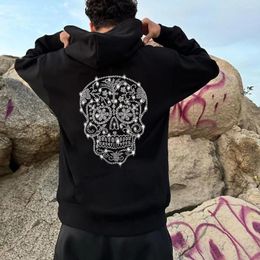 Men's Hoodies Social Mens Loose Sweatshirt Black Skull Rhinestone Hoody Male Casual Warm Party Jacket Coats Women Unisex Pullover