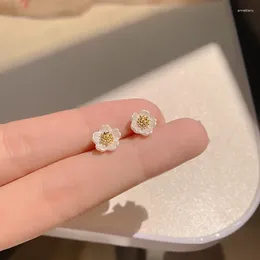 Stud Earrings Mini Acrylic Flower For Women Girls Korean Small Cute White Earring Wedding Party Fashion Jewellery Accessories Gift