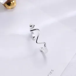 Cluster Rings S925 Sterling Silver Jewelry Heartbeat Ring Female ECG Personalized Creative Gift Korean Edition Accessories