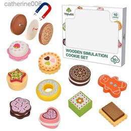 Kitchens Play Food Simulation Magnetic Food Kitchen Toys Pretend Play Cooking Game Wooden Dessert Food Boxed Set Interactive Toys For GirlsL231026