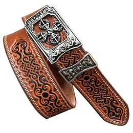 Belts 3.8CM Pattern Embossing Retro Cow Shin Genuine Leather Belt for Men Quality Design Chinese Ethnic Style Male Strap YQ231026