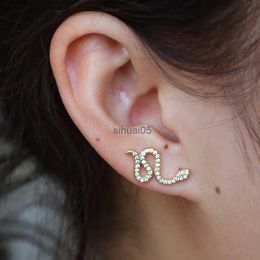 Stud 925 Silver Gold Snake Ear Jacket Earrings For Women Reptile Jewellery Animal Crystal Dainty Boucle D'oreille Femme YQ231026