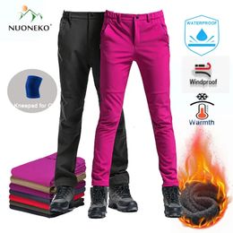 Skiing Pants NUONEKEO Winter Men Women Hiking Pants Outdoor Sports Thick Fleece Trousers Camping Trekking Skiing Waterproof Pants PM20 231025