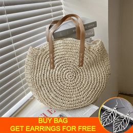 Evening Bags Casual Hollow Out Large Capacity Handbag Handmade Straw Shoulder Bags For Women Big Travel Beach Bag Pack 231026