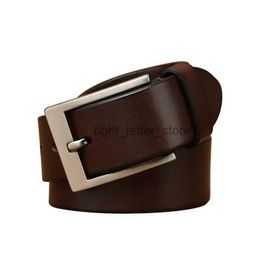 Belts Pure Cowhide 3.8cm Wide Thick Retro Genuine Leather Belt For Men Brass Copper Pin Buckle Male StrAP Jeans Waistband YQ231026