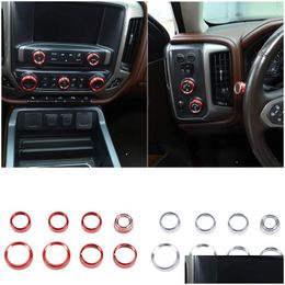 Other Interior Accessories Aluminium Alloy Car Center Control Switch Knob Trim Ring For Chevrolet Sierado 2014- Interior Accessories D Dhu1K