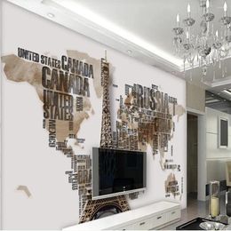 Wallpapers Modern Minimalist Tower Letter Art TV Background Wall 3d Murals Wallpaper For Living Room