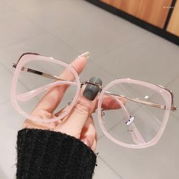 Sunglasses Frames Fashion Oversized Square Women Glasses Frame Vintage Clear Anti-Blu-Ray Eyewear Men Optical Pink Computer Goggle