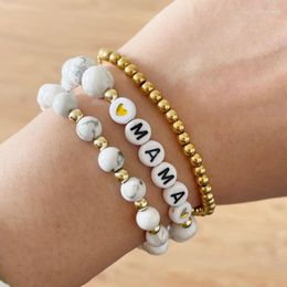 Strand 3pcs/set Natural Stone Beaded Mom Bracelet For Women Mother's Day Gifts Jewelry