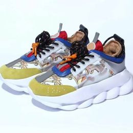 Designer shoes Chain Reaction Men Women Shoe's Rubber Suede Triple Black White Bluette Gold Red Cherry Brown Orange Blue Mens Casual Trainers