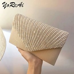 Evening Bags YoReAi Fashion Women Evening Bag Brand Party Banquet Glitter Pack For Ladies Wedding Clutches Handbag Shoulder Bags Chain 231026