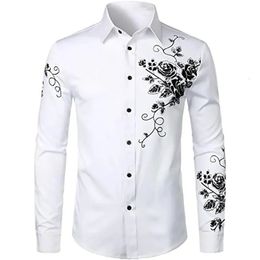 Men s Casual Shirts Fall Fashion Luxury Social Lapel Button Up Dot Print Long Sleeve Tops Sweaters 231025