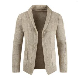 Men's Sweaters Male Turndown Collar Solid Cardigan Sweater Autumn And Winter Long Sleeved Coat Blouse Temperament Man's Clothing Jumpers