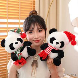 Animais de pelúcia de pelúcia 25cm panda brinquedos de pelúcia bonito panda de natal com cachecol boneca brinquedo de pelúcia para crianças melhor presente