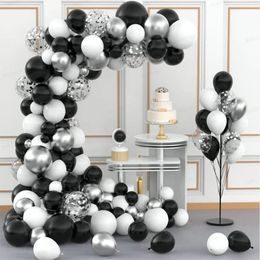Christmas Decorations 106pcs Silver Black White Balloons Garland Arch Kit Birthday Party Adult Kids 1 2 5 10 15 25 30 35 40 50 60 Year Old 231026