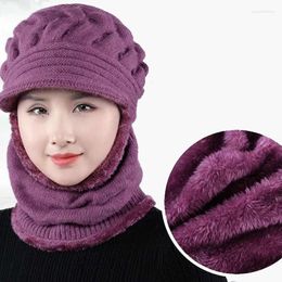 Berets Women's Long Warm Fleece Balaclava Beanie Cap Outdoor Windproof Ski Skullies Aged Elder Riding Cycling Knitted Hat Face Cover