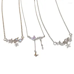 Pendant Necklaces Fashionable Necklace Moon Collarbone Chain Butterfly Choker Perfect Gift For Fashion Teen