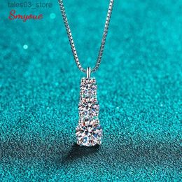 Pendant Necklaces Smyoue 1.8CT Moissanite Pendant for Women Men Sparkling Diamond Necklace 3 Stones Solid Silver 925 Luxury Quality GRA Q231026
