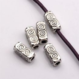 100Pcs Antique silver Alloy Swirl Rectangle Tube Spacers Beads 4 5mmx10 5mmx4 5mm For Jewellery Making Bracelet Necklace DIY Accesso244B