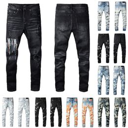 Mens Designers Jeans Distressed Ripped Biker Slim Straight Denim For Men s Print Womens Fashion Mans Skinny Pants284P