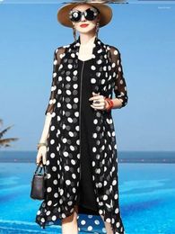 Women's Knits 2023 Chiffon Sunscreen Clothing Summer Thin Long Section Outer Shawl Air Conditioning Shirt Korean Fashion Cardigan