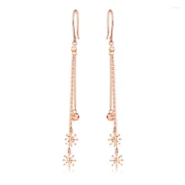 Dangle Earrings 18K Rose Gold Women AU750 Flower