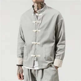 Ethnic Clothing Men's Chinese Hanfu Top Long Pants Traditional Jacket Casual Cotton Linen Shirt Oriental Set