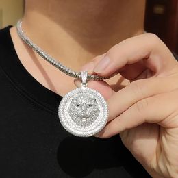 Chokers Personalised Jewellery Iced Out Hip Hop Animal Pendant Micro Pave 3A Cz Argenteous Leopard Head Men Y2K 231025