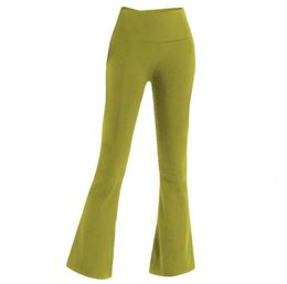 Lu-088 Groove Fitness Gym Women Yoga Pants Elastic Wide Leg Leggings High Waist Thin Summer Flare Pant021