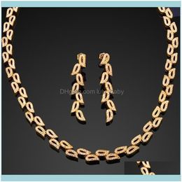 Earrings Jewelryearrings & Necklace Women Wedding Jewelry Sets Gold Color W Cz Stone Luxury 2Pcs Earring Shipment Drop Delivery 2288l