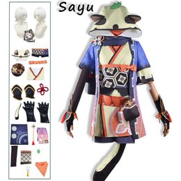 Sayu Cosplay Genshin Impact Costume Women Cute Hooded Lolita Dress Lovely Outfit Carnival Tail Wig for Comic Con Halloween