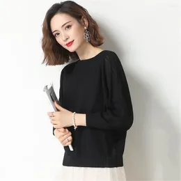 Women's Sweaters Femme Casual All-match Tee Shirts Loose Knitted Pullover Tops Autumn Batwing Long Sleeve Women Sweater Knitwear Sexy Slash