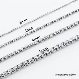 100% Stainless Steel Chain For Jewellery 2 3 4 5mm Square Rolo Box Chains By The Metre DIY Metal Chain Necklace Whole No Clasp299n