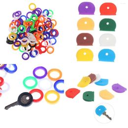 Keychains 10/24pcs Key Top Cover Head/Caps/Tags/Label ID Markers Mixed Toppers Silicone Coding Colourful Identifier Keyring Rings