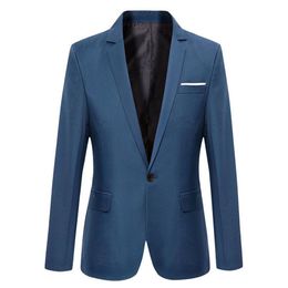 Blue Men Blazers Work Office Men Tuxedos For Formal Pockets Coat Blazers Male Custom Men's Business Slim Blazers LJ201103271s