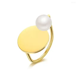 Cluster Rings WILD & FREE Trendy Unique Round Pearl Stainless Steel Ring For Women Gold Colour Vintage Statement Jewellery