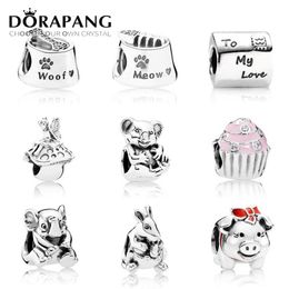 DORAPANG Genuine 925 Sterling Silver Animal flower pig beads Clear CZ Charm bead Fit Bracelet DIY bracelet The factory whole233n