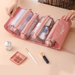 Cosmetic Bags Cases 4pcs In 1 Detachable Makeup Bag Women Zipper Mesh Large Capacity Cosmetics Pouch Foldable Portable Travel Wash Storage 231025
