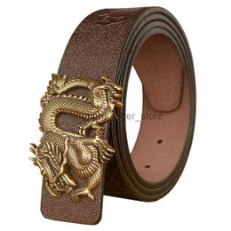 Belts Men Genuine Leather Cowhide Fashion Dragon Pattern Belt For Male Pin Buckle Luxury Brand Business Waistband High Quality YQ231026
