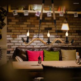 Pendant Lamps Vintage Industrial Style Light Wavy Rope Chandelier For Restaurant Bar Cafe Warehouse Bra Bedroom
