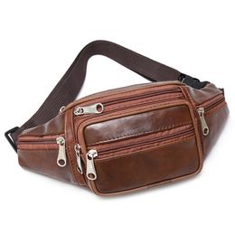 Waist Bags Men's Waist Pack Leather Bag Waist Belt Bag Male Leather Fanny Pack Fashion Luxury Small Shoulder Bags For Men 231026
