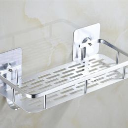 Hooks Home Bathroom Accessories Aluminium Alloy Storage Rack Free Punching Kitchen Toilet Wall-Mounted