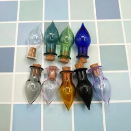 Bottles 3pcs Drop Color Glass Cork Vial Wishing Jar Wedding Home Decor Stopper Diy Hand Crafts Dry Storage Pendant