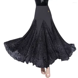 Stage Wear Ballroom Dance Skirt Black Elegance Practice Flamenco Clothes Waltz Competition Costume Performance Outfits