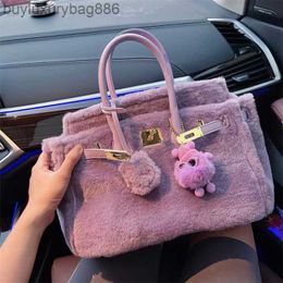 Autumn Winter Trendy Warm Purple plush bag for women in 2022 new trend high-end sense fashionable French niche plush KeIls bag autumn and winter YE3P4