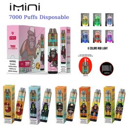 TOP 1 Tornado 7000 Puffs Disposable E Cigarettes 0.9ohm Mesh Coil 15ml Pod Battery Rechargeable Electronic Cigs Rand Puff 9K 12K 0% 2% 3% 5% RBG Light Vape Pen Kit vapers