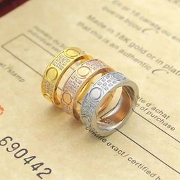 Fashion Women Wedding Rings High Quality 316L Titanium Steel Jewellery European New Love Diamond Rings290Z
