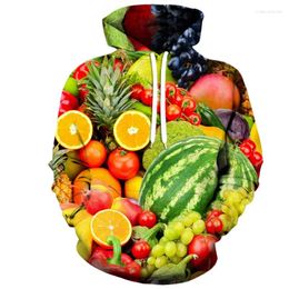 Men's Hoodies Autumn Unisex 3D Fruit Food Series Printed Graphic Sweatshirt Women's Casual Fashion Y2K Couple Large