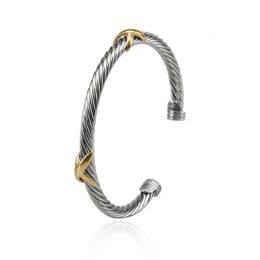 DY Pulseira Designer de joias de luxo Top pulseiras de joias Dy 5MM pulseira popular torcida dupla X abertura acessórios de moda de alta qualidade para presentes de Natal